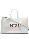 N°21 HOLOGRAPHIC SILVER-TONE TOTE BAG