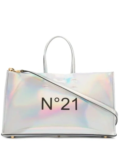 N°21 Holographic Silver-tone Tote Bag