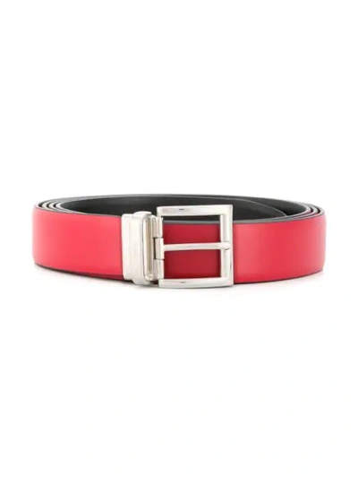 Prada Reversible Bi-coloured Leather Belt In Black Fire