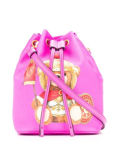 Moschino Logo Teddybear Bucket Bag In Pink