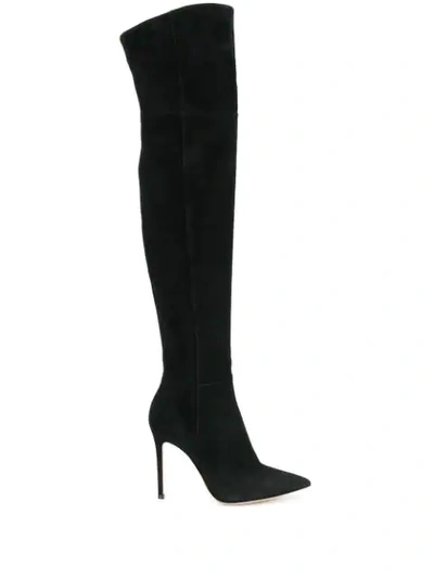 Gianvito Rossi Black Vox Cuissard 105 Knee High Boot In Black