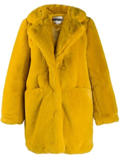 Apparis Sophie Faux Fur Coat In Yellow