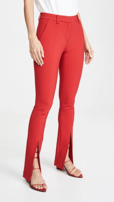 A.l.c Slim-fit Conway Straight-leg Front Slit Trousers In Red