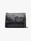 Saint Laurent Grey Niki Large Leather Shoulder Bag In Grey