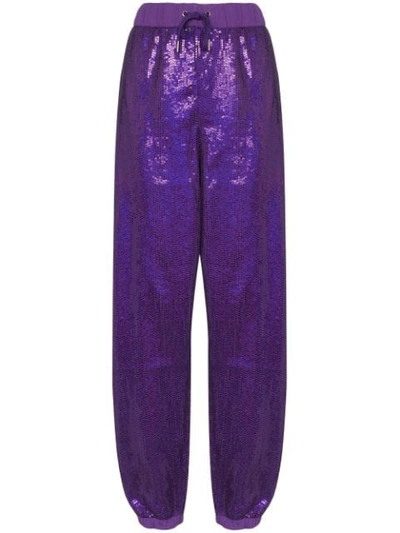 Ashish Sequin-embellished Track Trousers In Purple