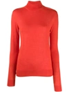 Jil Sander Ribbed Wool And Silk-blend Turtleneck Sweater In Red