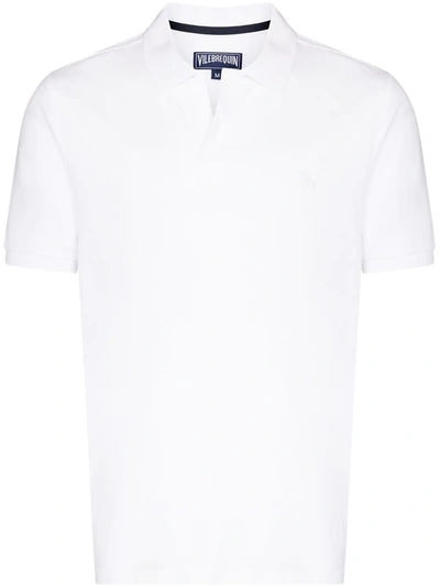 Vilebrequin Pacific Logo-embroidered Cotton-blend Terry Polo Shirt In Blanc