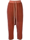 RICK OWENS DROP-CROTCH CROPPED TROUSERS