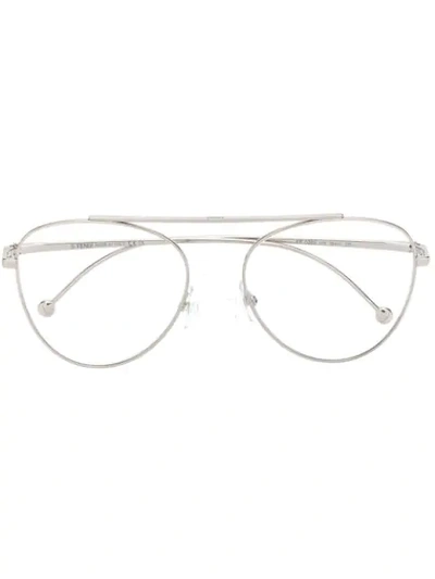 Fendi Eyewear Aviator Glasses - 银色 In Silber