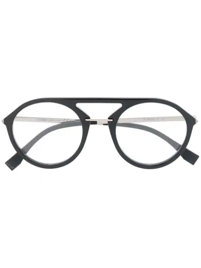 Fendi Eyewear Aviator Glasses - 黑色 In Black