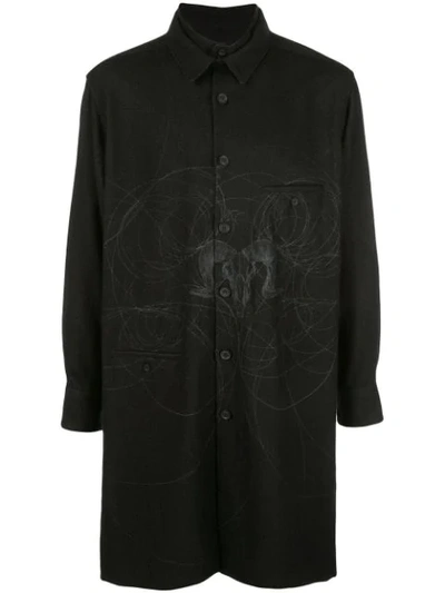 Yohji Yamamoto Printed Ram Shirt In Black