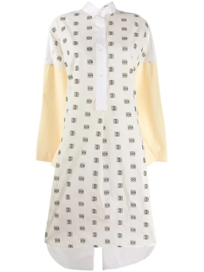 Loewe Broderie Anglaise Anagram Print Oversized Shirt - 黄色 In Neutrals