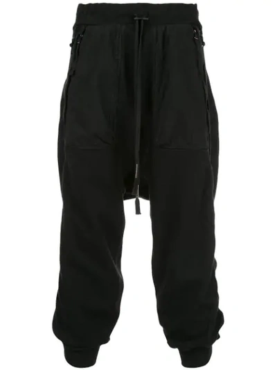 Boris Bidjan Saberi Drawstring Drop-crotch Trousers In Black