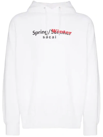 Sacai Kapuzenpullover Mit "spring-winter"-print In White