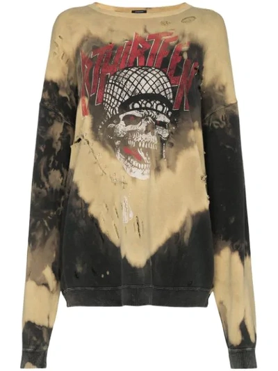 R13 Battle Punk Bleached Sweatshirt In Brown