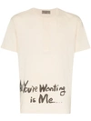 YOHJI YAMAMOTO YOHJI YAMAMOTO HENLEY MESSAGE COTTON T-SHIRT - 大地色