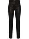 Frame Le Sylvie High Waist Leather Trousers In Black