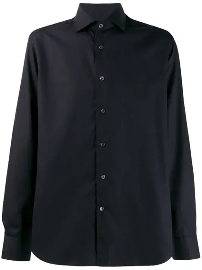 Corneliani Plain Long-sleeved Shirt In Black