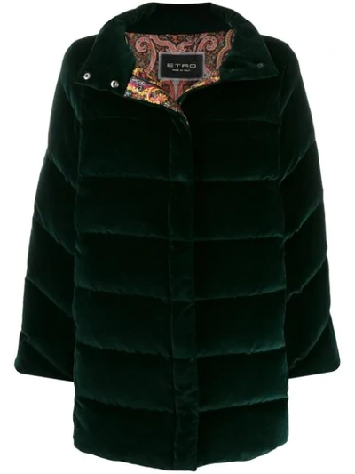 Etro Single-breasted Coat In Green