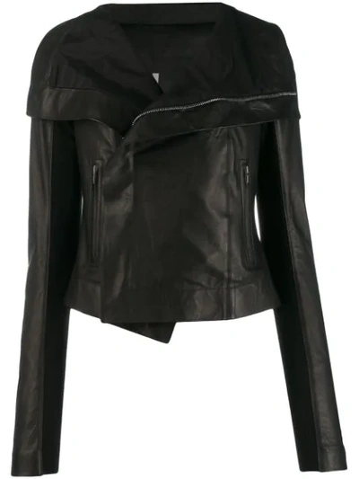 Rick Owens Black Blister Biker Leather Jacket