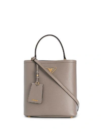 Prada Panier Medium Tote Bag - Grey In Grey