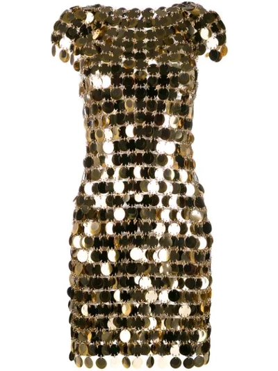 Paco Rabanne Embellished Metallic Mini Dress In Gold