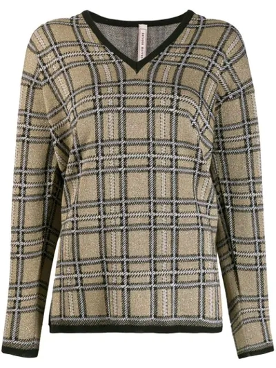 Antonio Marras Plaid Knit Sweater In Neutrals