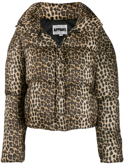 Apparis Leopard Print Puffer Jacket - Neutrals