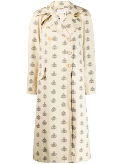 Chloé Printed Emblem Trench Coat In Neutrals