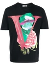 VALENTINO VALENTINO V FACE ROSE PRINTED T-SHIRT - 黑色