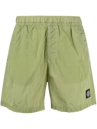 Stone Island Logo Patch Swimming Trunks In Green