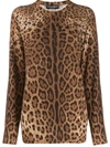 Dolce & Gabbana Leopard Print Cashmere Sweater In Brown