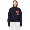 AMI ALEXANDRE MATTIUSSI AMI ALEXANDRE MATTIUSSI NAVY BIG AMI DE COEUR PATCH SWEATSHIRT