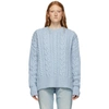 AMI ALEXANDRE MATTIUSSI AMI ALEXANDRE MATTIUSSI BLUE OVERSIZED CABLE KNIT SWEATER