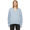 AMI ALEXANDRE MATTIUSSI AMI ALEXANDRE MATTIUSSI BLUE OVERSIZED LOGO SWEATER