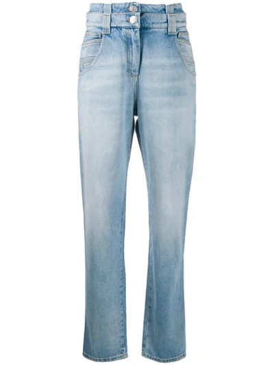 Balmain Layered Waist Loose Jeans In Blue