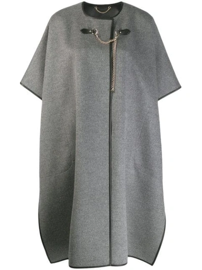 Ferragamo Short-sleeved Cape Coat In Grey