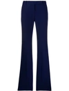 Alexander Mcqueen Longline Flared Virgin Wool-twill Trousers In Blue