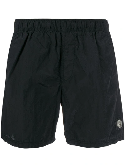 Stone Island Logo Patch Swimming Trunks In Black