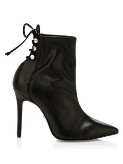 Schutz Nilla Lace-up Stiletto Boots In Black