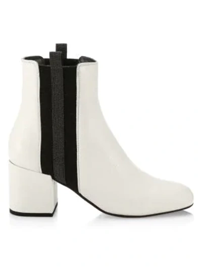 Brunello Cucinelli Colorblock Pull-on Leather Booties In White
