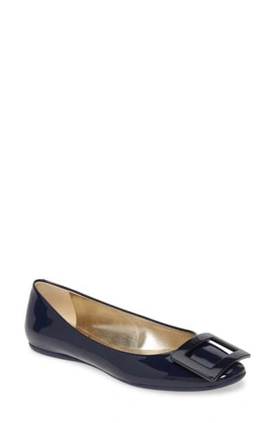 Roger Vivier Gommette Buckle Ballet Flat In Blue