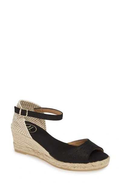 Toni Pons Llivia Wedge Sandal In Black Fabric