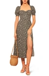 Reformation Lacey Abstract-print Crepe Midi Dress In Cherie