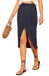 Reformation Aruba Wrap Skirt In Navy