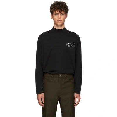 Martine Rose Ssense Exclusive Black Funnel Neck Logo Long Sleeve T-shirt