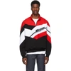 MSGM MSGM BLACK AND RED HALF-ZIP TRACK PULLOVER