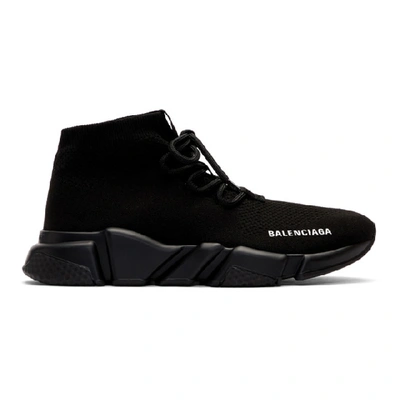 Balenciaga Speed Knit Lace-up Mid-top Trainers In Black