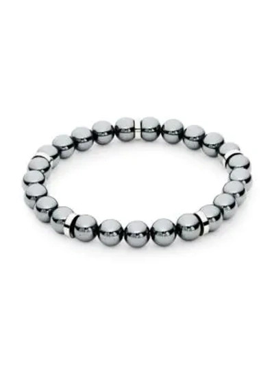 Saks Fifth Avenue Men's Silvertone Beaded Bracelet In Grey