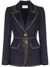 Peter Pilotto Single-breasted Braid-trimmed Tweed Jacket In Blue